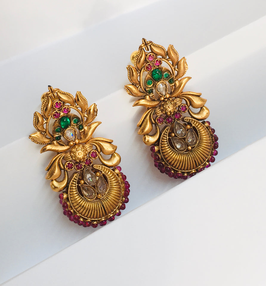 Antique Gold Finish Floral chandbali Earring GL-EA1036-85